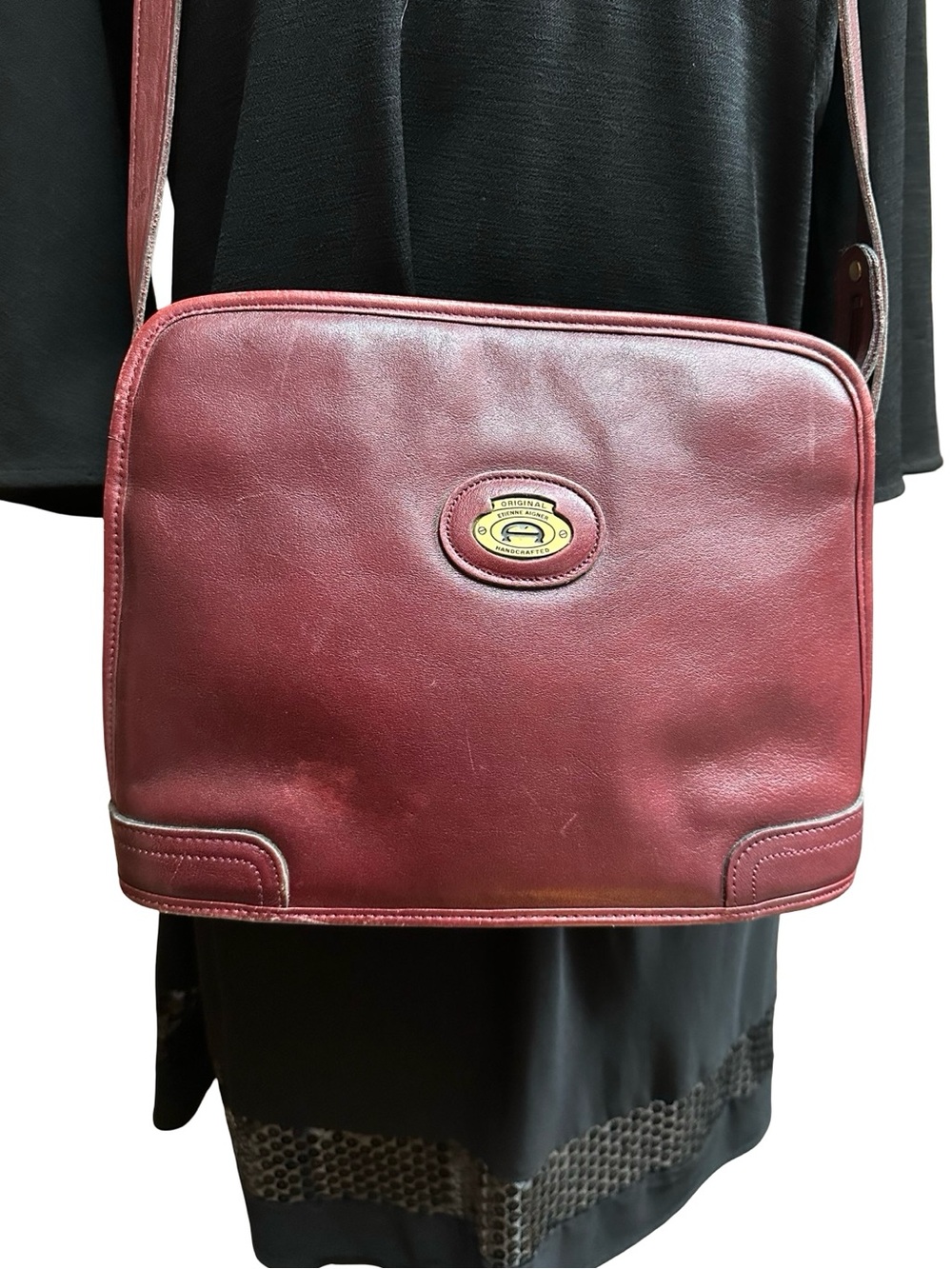Vintage 70s ETIENNE AIGNER Leather Shoulder Bag Crossbody OXBLOOD